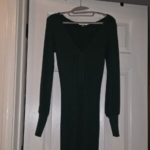 Elegant Deep Green Long Sleeve Dress